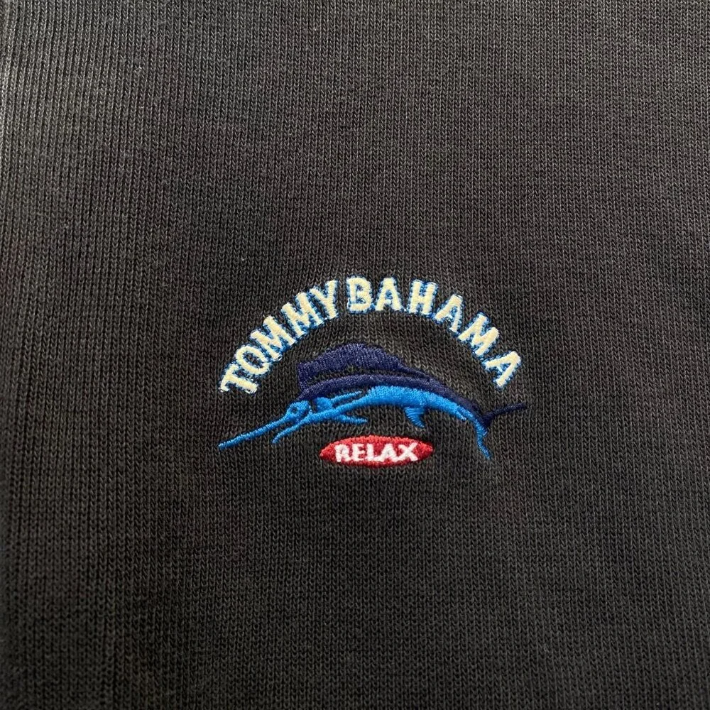 Tommy Bahama Men’s Sweater Black Cotton Long Sleeve Quarter Zip‎ Size XL